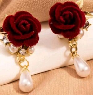 New Elegant Red Rose Drop Earrings
